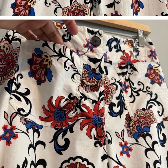 Nicole Miller Linen Floral Beach Resort wide-leg pants 6 high-rise vaca boho 80s - Picture 5 of 10